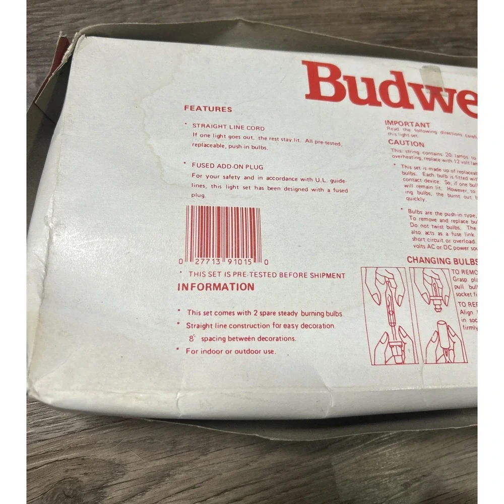 Vintage 1993 Anheuser-Busch Budweiser‎ 20 Lite String Lite WORKS